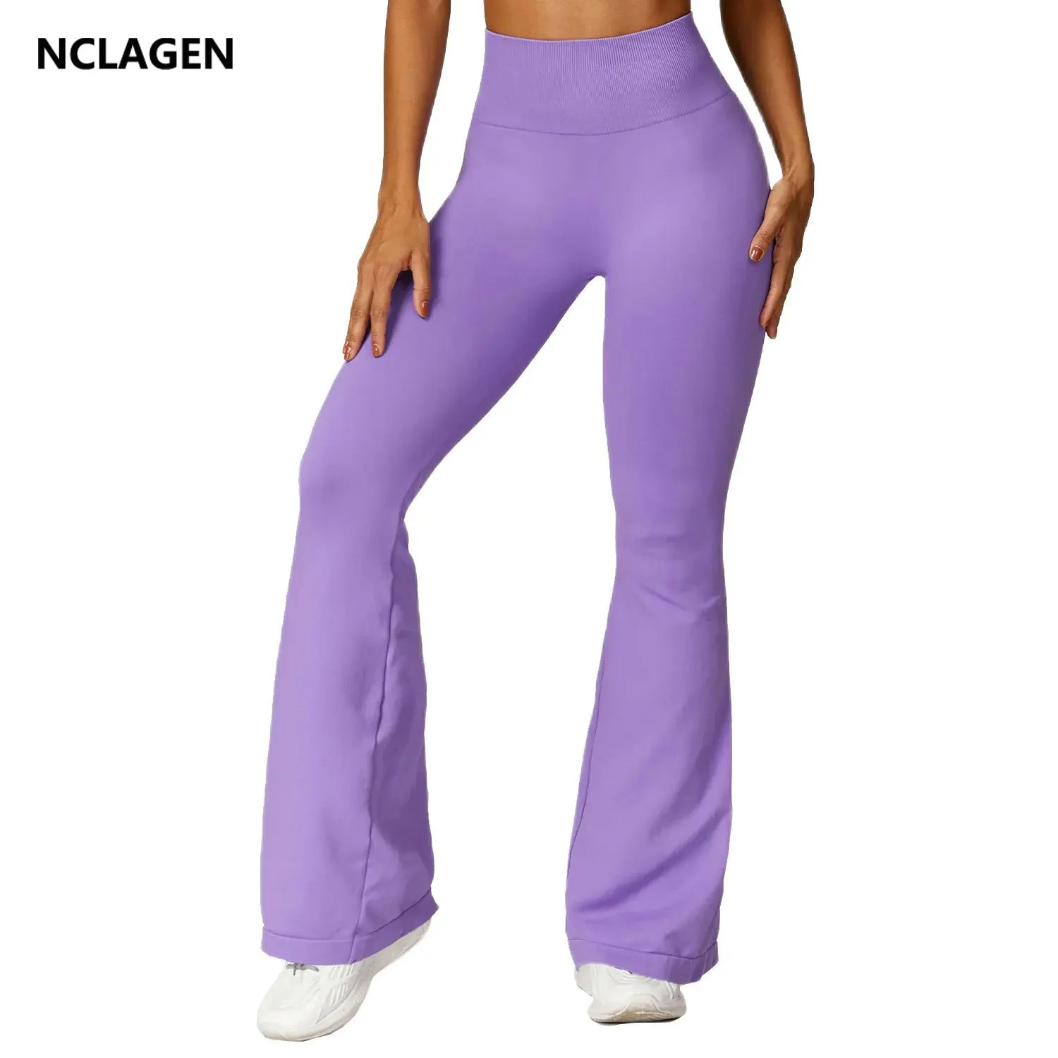 

NCLAGEN Seamless Bell-bottoms For WomenHip Lift Yoga Pants High Waist Booty Scrunch Tights GYM Casual Sports Wide-leg Trousers