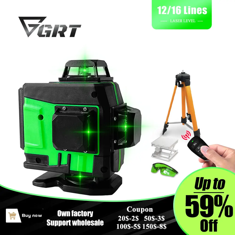 GRT 12 Lines 3D Laser Level Green Line Self-Leveling 360° Horizontal And Vertical Construction Tools Super Powerful Laser Level
GRT 12 Lines 3D Laser Level Green Line Self-Leveling 360° Horizontal And Vertical Construction Tools Super Powerful Laser Level