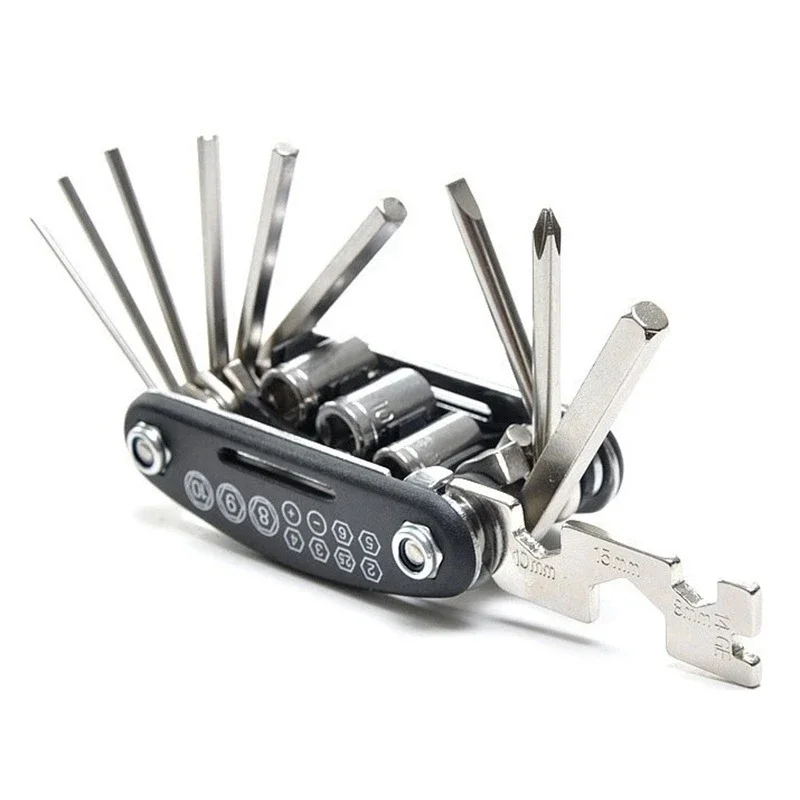 Portable 16 in 1 MTB Road Bike Cycling Multi Repair Tools Kit MTB Bicycle Repaire Set Spoke Hex Allen Wrench Screwdrivers
Portable 16 in 1 MTB Road Bike Cycling Multi Repair Tools Kit MTB Bicycle Repaire Set Spoke Hex Allen Wrench Screwdrivers