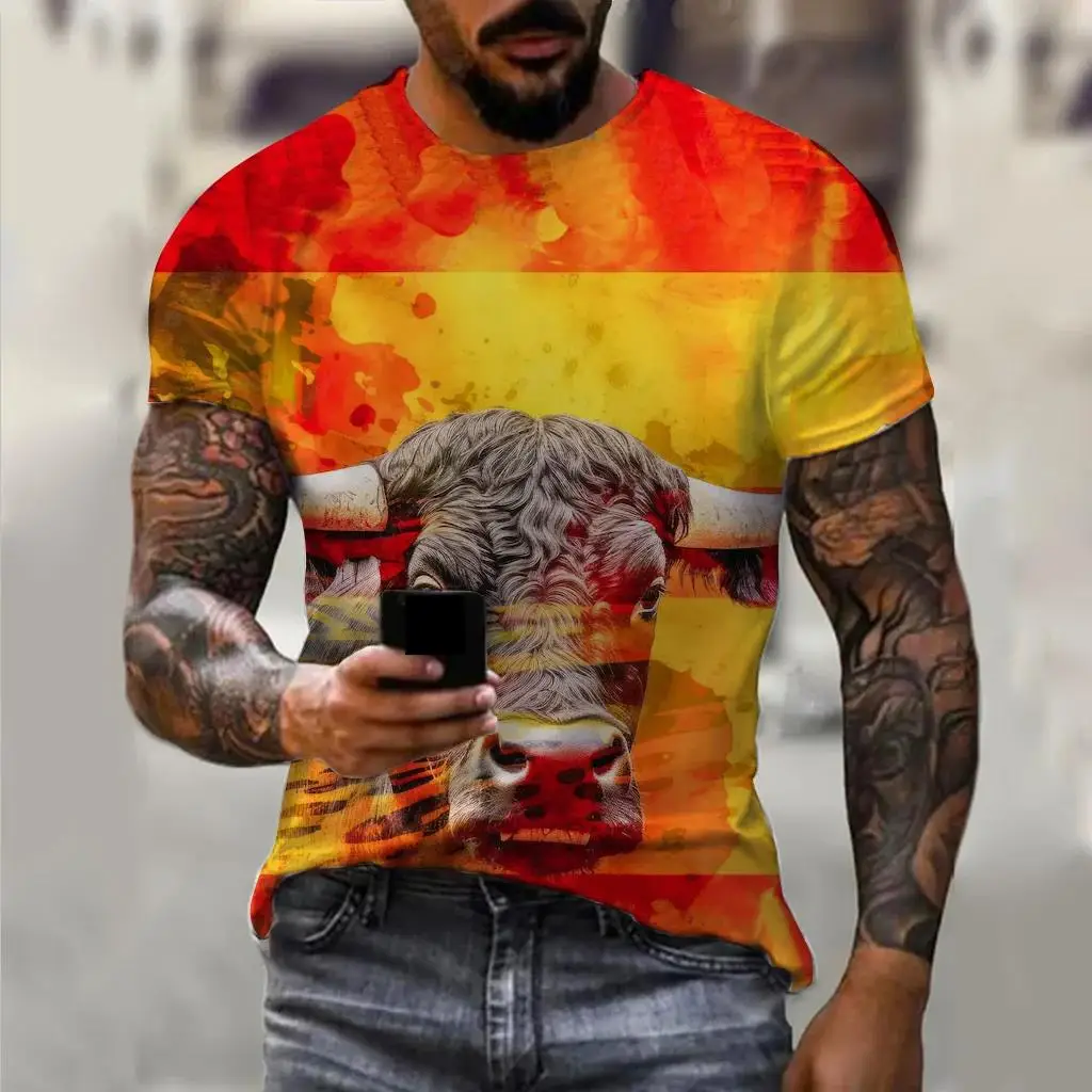 Men's Streetwear T-Shirt Men's Clothing Outdoor Summer Top 3D Bull Beat Pattern Short Sleeve Casual Oversized T Shirt For Men
Men's Streetwear T-Shirt Men's Clothing Outdoor Summer Top 3D Bull Beat Pattern Short Sleeve Casual Oversized T Shirt For Men