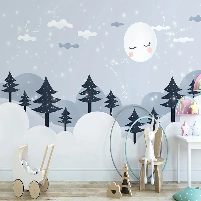 Custom Mural Wallpaper Hand Drawn Cartoon Pine Forest Moon Starry Sky Wall Painting For Kids Room Bedroom Home Decor Wall Paper
Custom Mural Wallpaper Hand Drawn Cartoon Pine Forest Moon Starry Sky Wall Painting For Kids Room Bedroom Home Decor Wall Paper