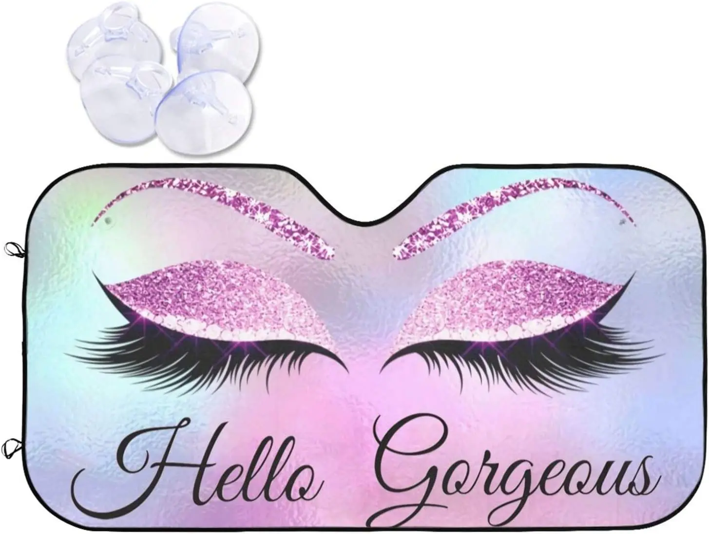 Hello Gorgeous Car Windshield Sunshade, Purple Eyelash Front Window Sun Shades, Folding Block Sun Visor Protector for Car, Sedan
Hello Gorgeous Car Windshield Sunshade, Purple Eyelash Front Window Sun Shades, Folding Block Sun Visor Protector for Car, Sedan