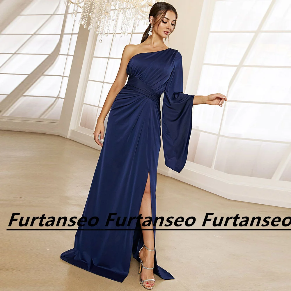 Женское вечернее платье с одним плечом, элегантное платье с длинным рукавом, высоким разрезом, боковой молнией и драпировкой, со шлейфом, Дубай
Женское вечернее платье с одним плечом, элегантное платье с длинным рукавом, высоким разрезом, боковой молнией и драпировкой, со шлейфом, Дубай