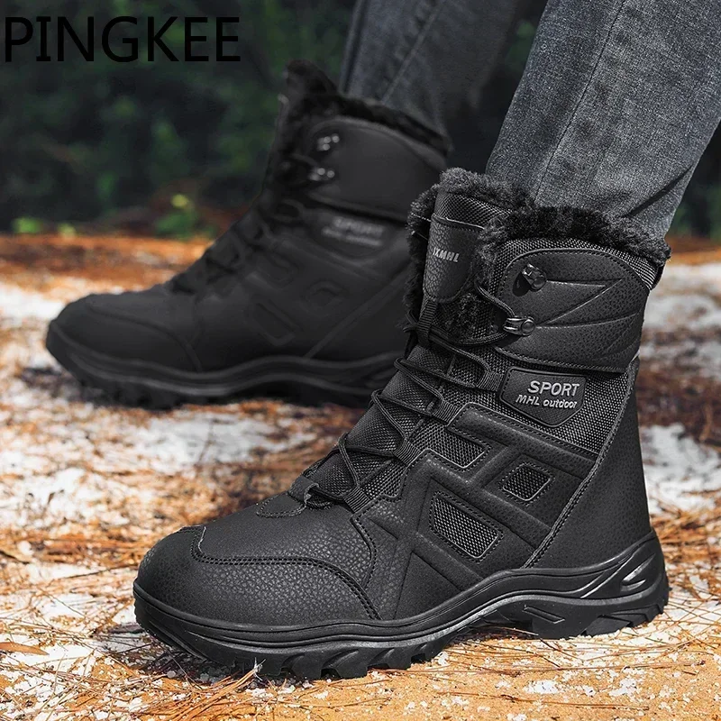 PINGKEE Grippy High Top Waterproof Fabric Upper Rubber Sole Mens Winter Thermal Plush Snow Hiking Trekking Boots Shoes For Men
PINGKEE Grippy High Top Waterproof Fabric Upper Rubber Sole Mens Winter Thermal Plush Snow Hiking Trekking Boots Shoes For Men