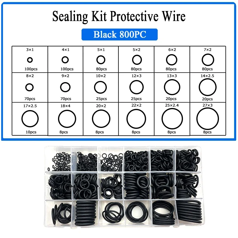 NBR 800pcs NBR O Ring Set Nitrile Rubber Black O-Ring Oil and Wear Resistant Waterproof NBR ORing Sealing Ring Gasket
NBR 800pcs NBR O Ring Set Nitrile Rubber Black O-Ring Oil and Wear Resistant Waterproof NBR ORing Sealing Ring Gasket