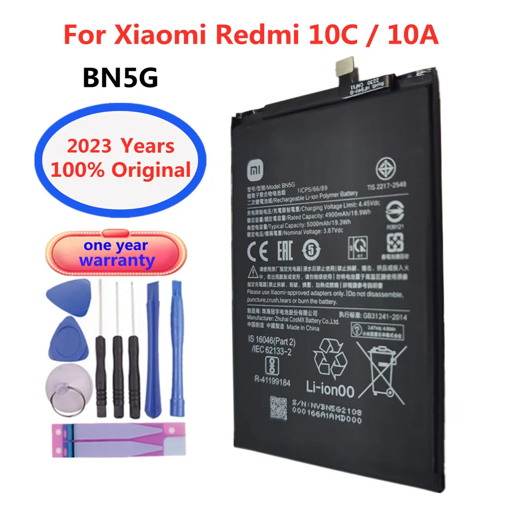 New 100% Original Xiao Mi Replacement Battery BN5G For XiaoMi Redmi 10A Redmi 10C Rechargeable Phone Battery 5000mAh With Tools
New 100% Original Xiao Mi Replacement Battery BN5G For XiaoMi Redmi 10A Redmi 10C Rechargeable Phone Battery 5000mAh With Tools