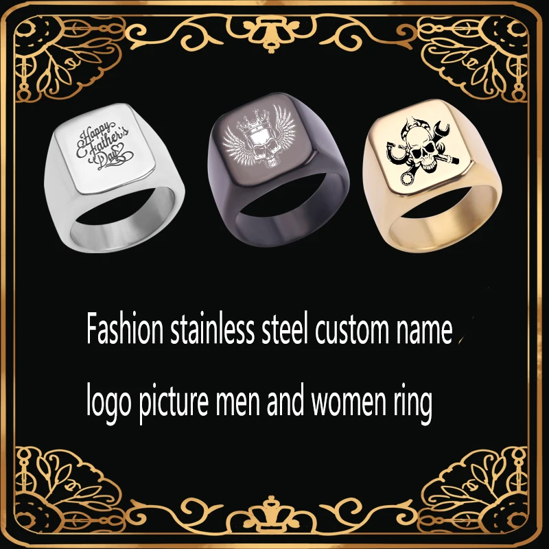 Free Engraving Personalized Custom Logo Name Ring Signet Rings Stainless Steel Finger Special Gift Ladies Men's Jewelry Gifts
Free Engraving Personalized Custom Logo Name Ring Signet Rings Stainless Steel Finger Special Gift Ladies Men's Jewelry Gifts
