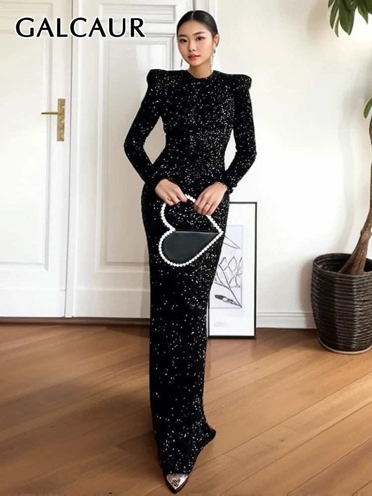 GALCAUR Patchwork Sequins Backless Dresses For Women Round Neck Long Sleeve High Waist Spliced Lace Up Sexy Slim Dress Female
GALCAUR Patchwork Sequins Backless Dresses For Women Round Neck Long Sleeve High Waist Spliced Lace Up Sexy Slim Dress Female