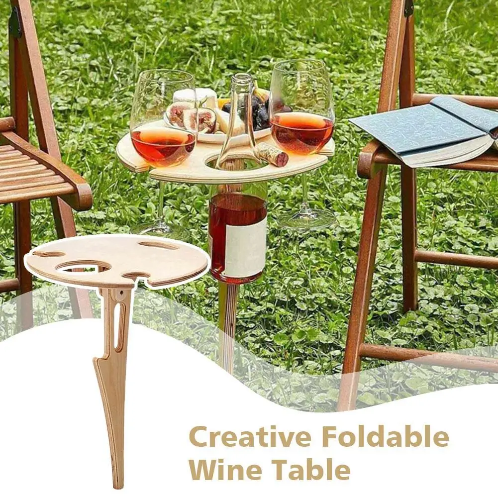 Creative Foldable Wine Table with Round Desktop Wooden Wine Glass Goblet Holder for Outdoor Picnic Camping Portable Wine Rack
Creative Foldable Wine Table with Round Desktop Wooden Wine Glass Goblet Holder for Outdoor Picnic Camping Portable Wine Rack