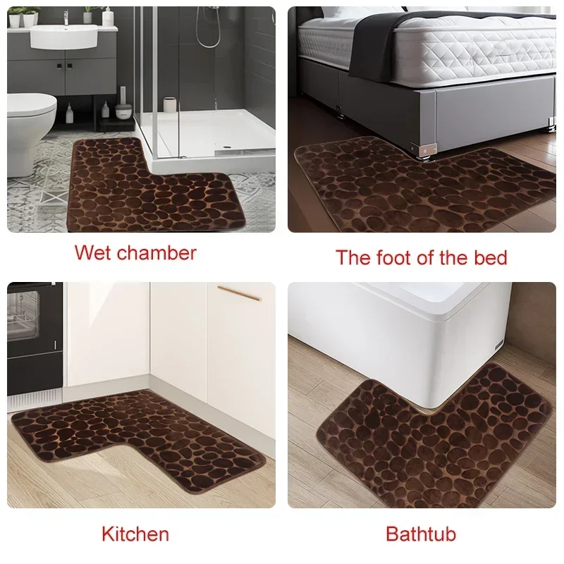 New Cobblestone Non-slip Bathroom Mat L-shaped Corner Toilet Mat Machine Washable Soft Absorbent WC Floor Mat Bath Shower Mats New Cobblestone Non-slip Bathroom Mat L-shaped Corner Toilet Mat Machine Washable Soft Absorbent WC Floor Mat Bath Shower Mats
