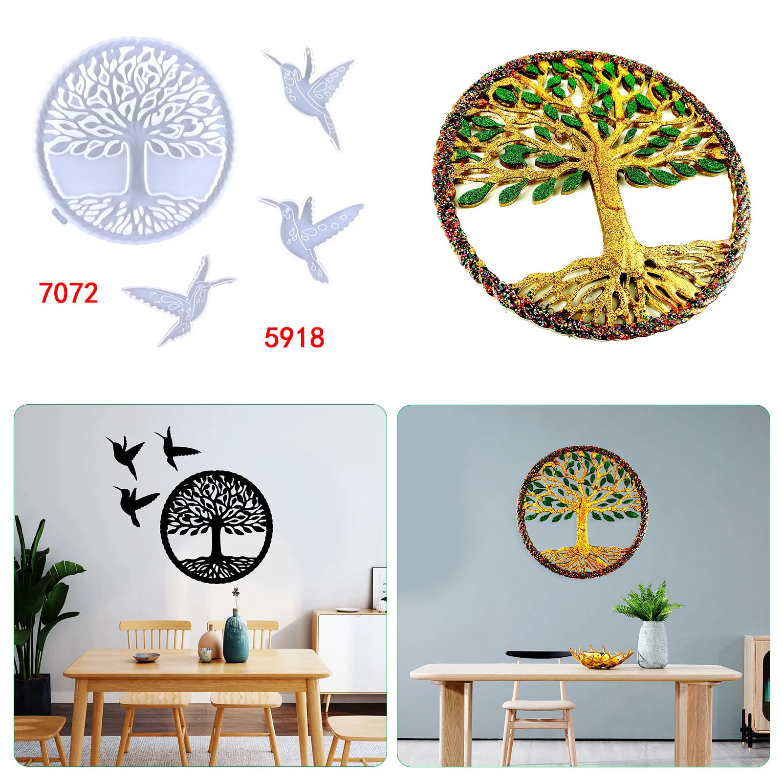 Life Tree Wall Hanging silicone Mold DIY Bird Big Tree Wall Pendant Home Decorative Epoxy Silicone Mold For Resin Making
Life Tree Wall Hanging silicone Mold DIY Bird Big Tree Wall Pendant Home Decorative Epoxy Silicone Mold For Resin Making