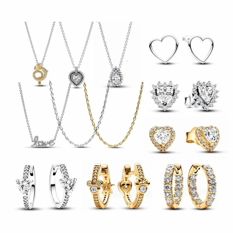 2024 Valentine's Day 100% 925 Silver High Quality Original Pave Heart Stud Earrings Sparkling Heart Halo Love Necklace For W
2024 Valentine's Day 100% 925 Silver High Quality Original Pave Heart Stud Earrings Sparkling Heart Halo Love Necklace For W