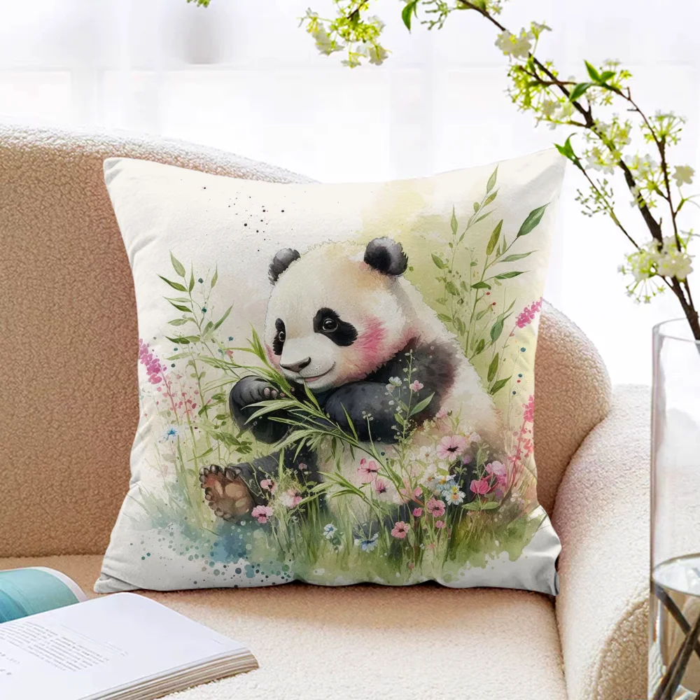 

Cute Panda Decorative Pillows for Sofa Lounge Chairs Cushion Cover 50x50 Short Plush Pillowcase 45*45 Pillow Hugs Cushions 45x45