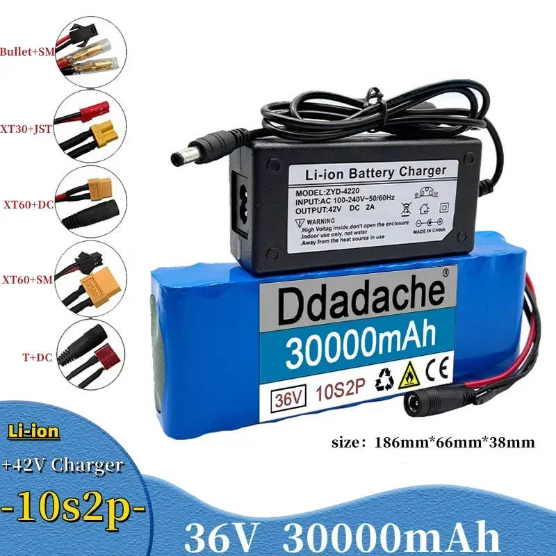 

The new 36V 30000mAh 18650 rechargeable lithium-ion battery pack 10S2P+charger can be used for electric bicycles and scooters