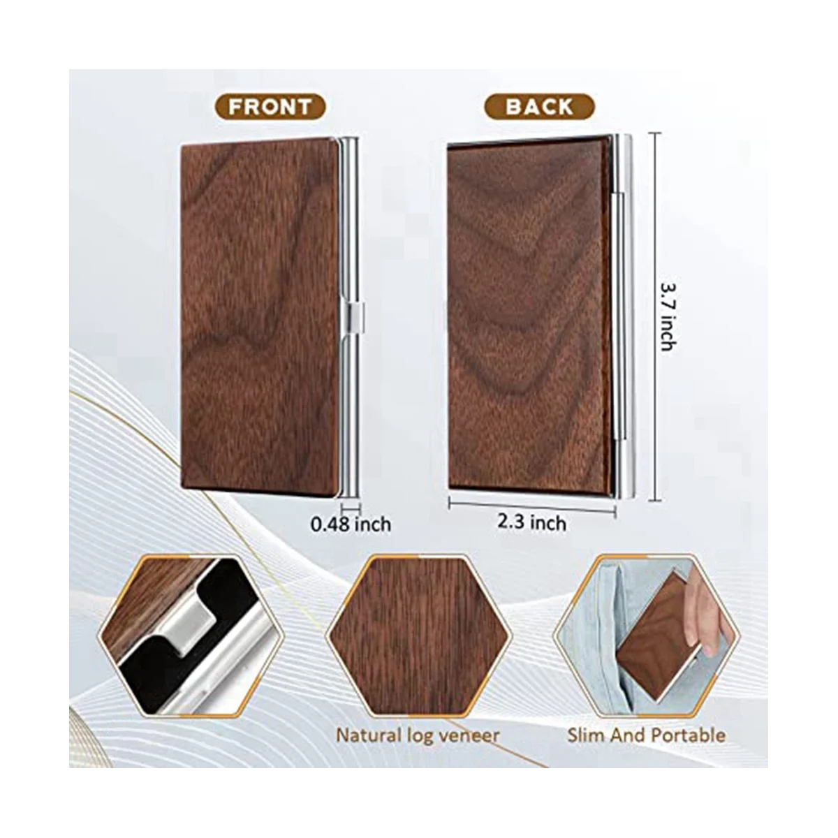 Wooden Business Card Holder Men's Pocket Business Card Holder Slim Fit Walnut Wood and Stainless Steel Office Business
Wooden Business Card Holder Men's Pocket Business Card Holder Slim Fit Walnut Wood and Stainless Steel Office Business