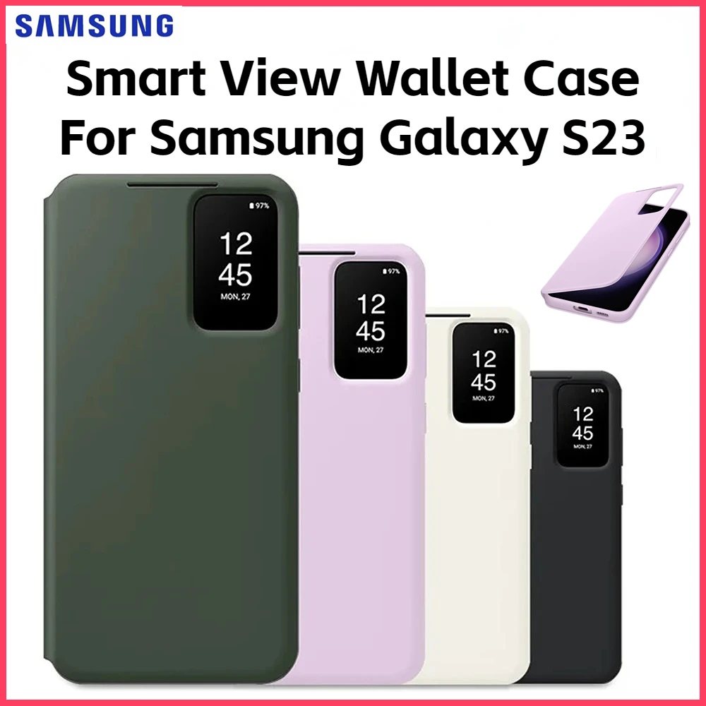 

Original SAMSUNG Galaxy S23 Smart View wallet case For S23 (6.1") S-View Wallet Phone Case,Protective Cover w/Card Holder Slot