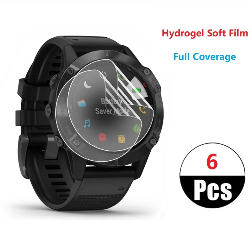 

6 Pcs Full Hydrogel Protective Film For Garmin Fenix 7 7x 7s 6 6x 6s Pro Watch Screen Protector Not Glass Screen Protection Film