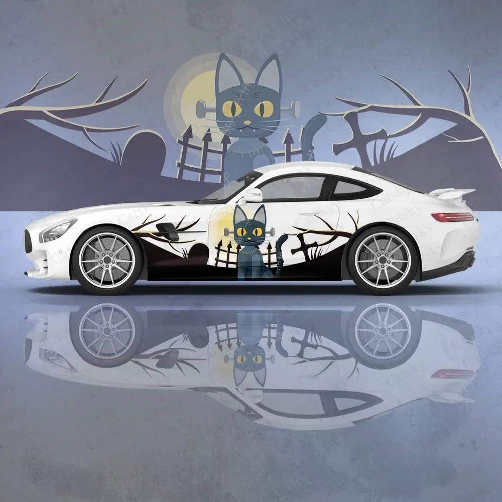 

Halloween Cat Car Body Sticker Itasha Vinyl Automobile Side Decal Stickers Body Wheel Decor Sticker Auto Protective Film