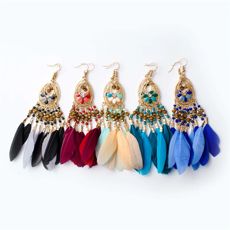 Classic Feather Drop Dangle Ear Stud Retro Water Drop Rice Bead Tassel Feather Earrings for Women Colorful Earrings Gift Earring
Classic Feather Drop Dangle Ear Stud Retro Water Drop Rice Bead Tassel Feather Earrings for Women Colorful Earrings Gift Earring