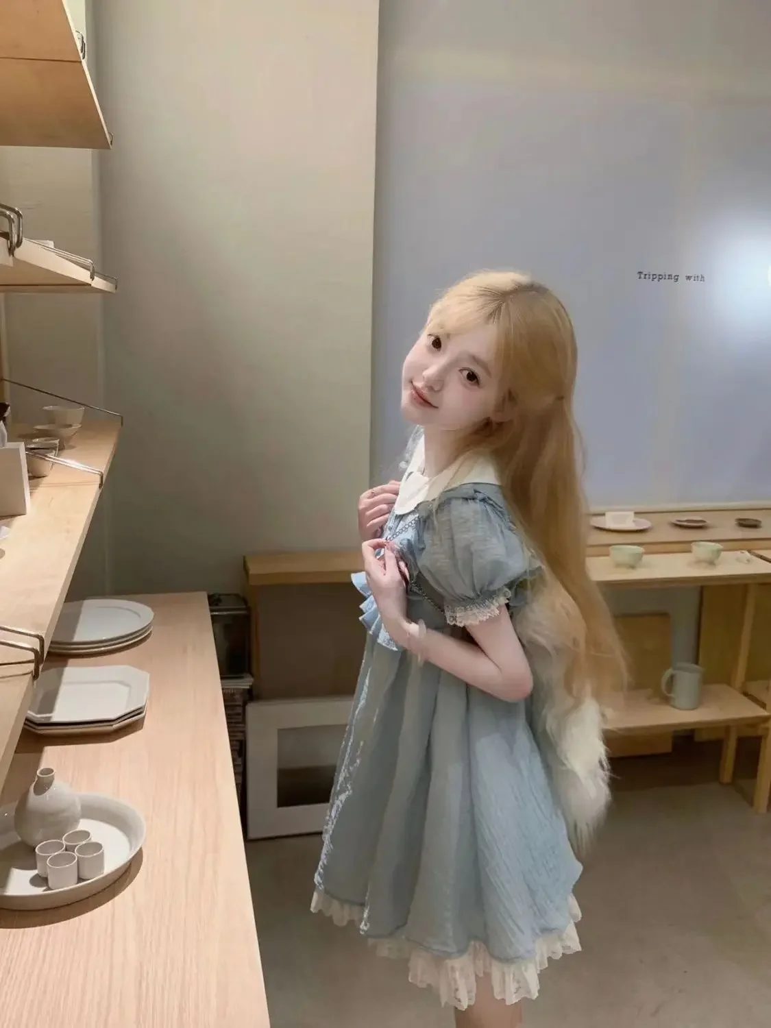 Baby collar short blue dress Sweet bubble lace lace small cute princess dress summer new 2024
Baby collar short blue dress Sweet bubble lace lace small cute princess dress summer new 2024