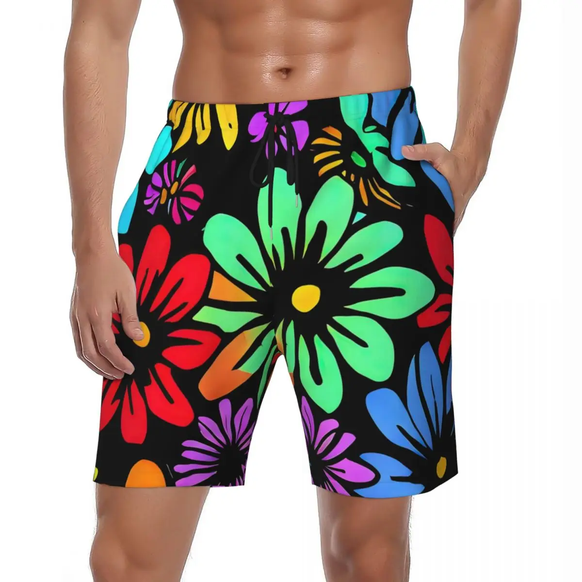 

Цветные Цветочные шорты для спортзала, Летние Гавайские спортивные пляжные шорты для серфинга с цветами, Мужские дышащие повседневные плавки большого размера
