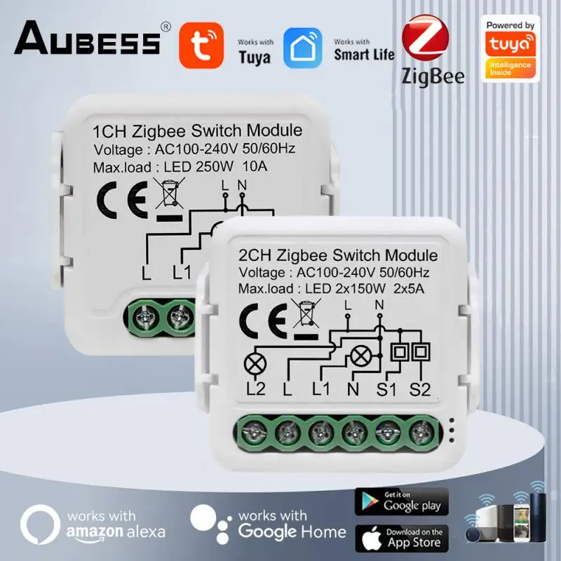 Aubess 10A ZigBee Wireless Switch Tuya Mini Smart Relay Breaker 2-Way Voice Control Switch Module Work With Alexa Google Home
Aubess 10A ZigBee Wireless Switch Tuya Mini Smart Relay Breaker 2-Way Voice Control Switch Module Work With Alexa Google Home