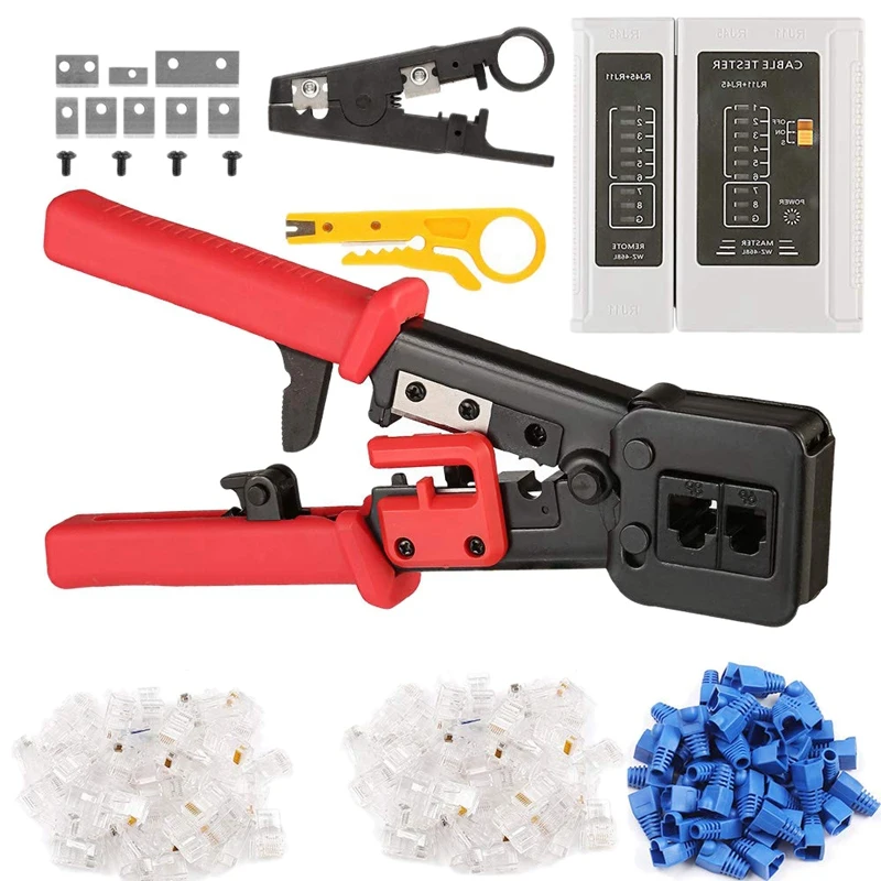 RJ45 Crimper Tool Cutter Set For RJ45/RJ12 6P 8P Multi-Function Cable Cat5 Cat5e Cat6 Crimping Network Wire Stripper Connectors
RJ45 Crimper Tool Cutter Set For RJ45/RJ12 6P 8P Multi-Function Cable Cat5 Cat5e Cat6 Crimping Network Wire Stripper Connectors