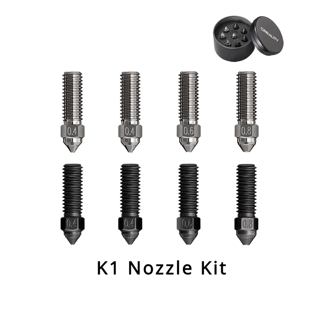CREALITY New Copper Alloy K1 Nozzle Kit Supporting High-speed Printing Speed of 600mm/s for K1_K1 Max_CR-M4 3d Printer Parts 
CREALITY New Copper Alloy K1 Nozzle Kit Supporting High-speed Printing Speed of 600mm/s for K1_K1 Max_CR-M4 3d Printer Parts