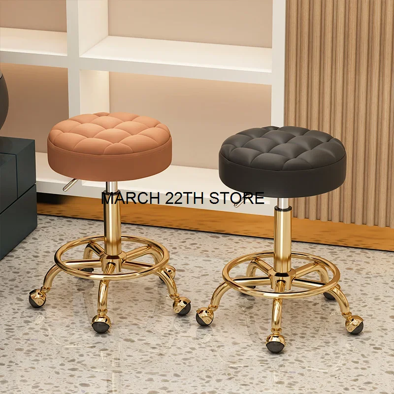 

Barber Salon Hairdressing Chairs Gold Beauty Makeup Chair Furniture Office Desk Stool With Wheels Swivel Lifting Round Stools