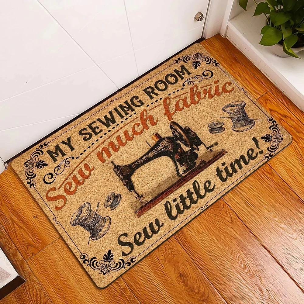 Sewing Coir Pattern Welcome Floor Mat, My Sewing Room Sew Much Fabric Sew Little Time Doormat 3D Indoor Outdoor Doormat Non-slip 
Sewing Coir Pattern Welcome Floor Mat, My Sewing Room Sew Much Fabric Sew Little Time Doormat 3D Indoor Outdoor Doormat Non-slip