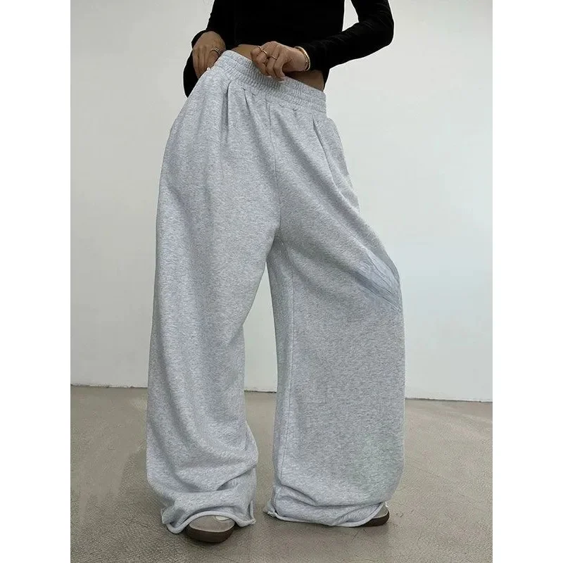 

Deeptown Grey Sweatpants Women Baggy Korean Style Oversize Wide Leg Sports Pants Autumn Trouser Casual Vintage Harajuku Fashion