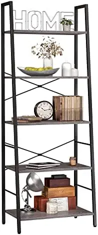 Bookshelf, Ladder Shelf 5-Tier Bookcase for Bedroom, Industrial Book Shelves Storage with Metal Frame for Home Office, Rustic B
Bookshelf, Ladder Shelf 5-Tier Bookcase for Bedroom, Industrial Book Shelves Storage with Metal Frame for Home Office, Rustic B