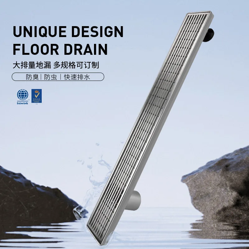 

24 inch 610X76X85mm Top Quality Modern Brushed SUS304 Stainless steel floor drain large water flow Bathroom shower room Drainer