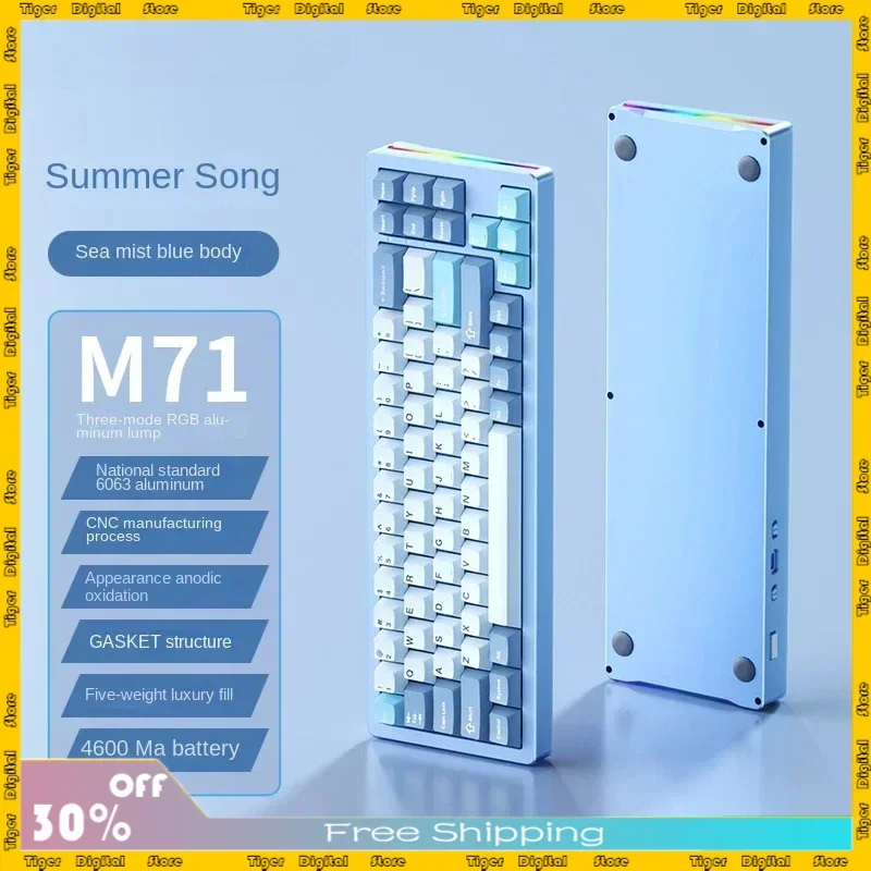 Original M71 Customized Wireless Bluetooth Three-Mode Mechanical Keyboard RGB Side Light 4800mAh Battery E-Sports Gamer Keyboard
Original M71 Customized Wireless Bluetooth Three-Mode Mechanical Keyboard RGB Side Light 4800mAh Battery E-Sports Gamer Keyboard