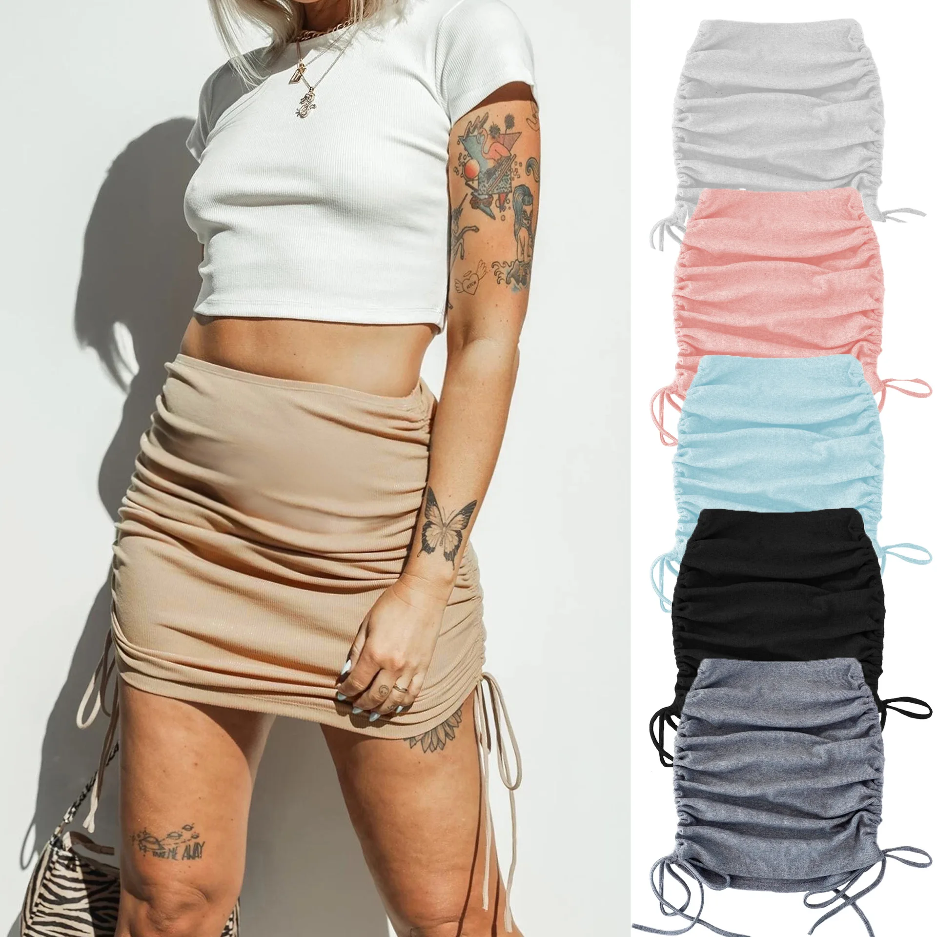 Fashion Sexy Knitted Thread Pocket Hip Skirt Slim Side Drawstring Elastic Pleated Adjustable Skirt Summer 2022 Women's Clothing
Fashion Sexy Knitted Thread Pocket Hip Skirt Slim Side Drawstring Elastic Pleated Adjustable Skirt Summer 2022 Women's Clothing