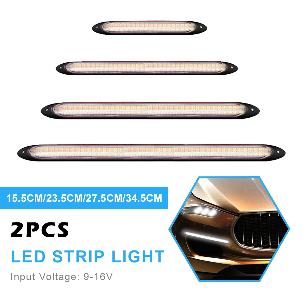 2PCS Car LED Strip Light Scan Daytime Running Light 12V Flexible Auto Headlights White Yellow DRL Flowing Turn Signal Waterproof
2PCS Car LED Strip Light Scan Daytime Running Light 12V Flexible Auto Headlights White Yellow DRL Flowing Turn Signal Waterproof