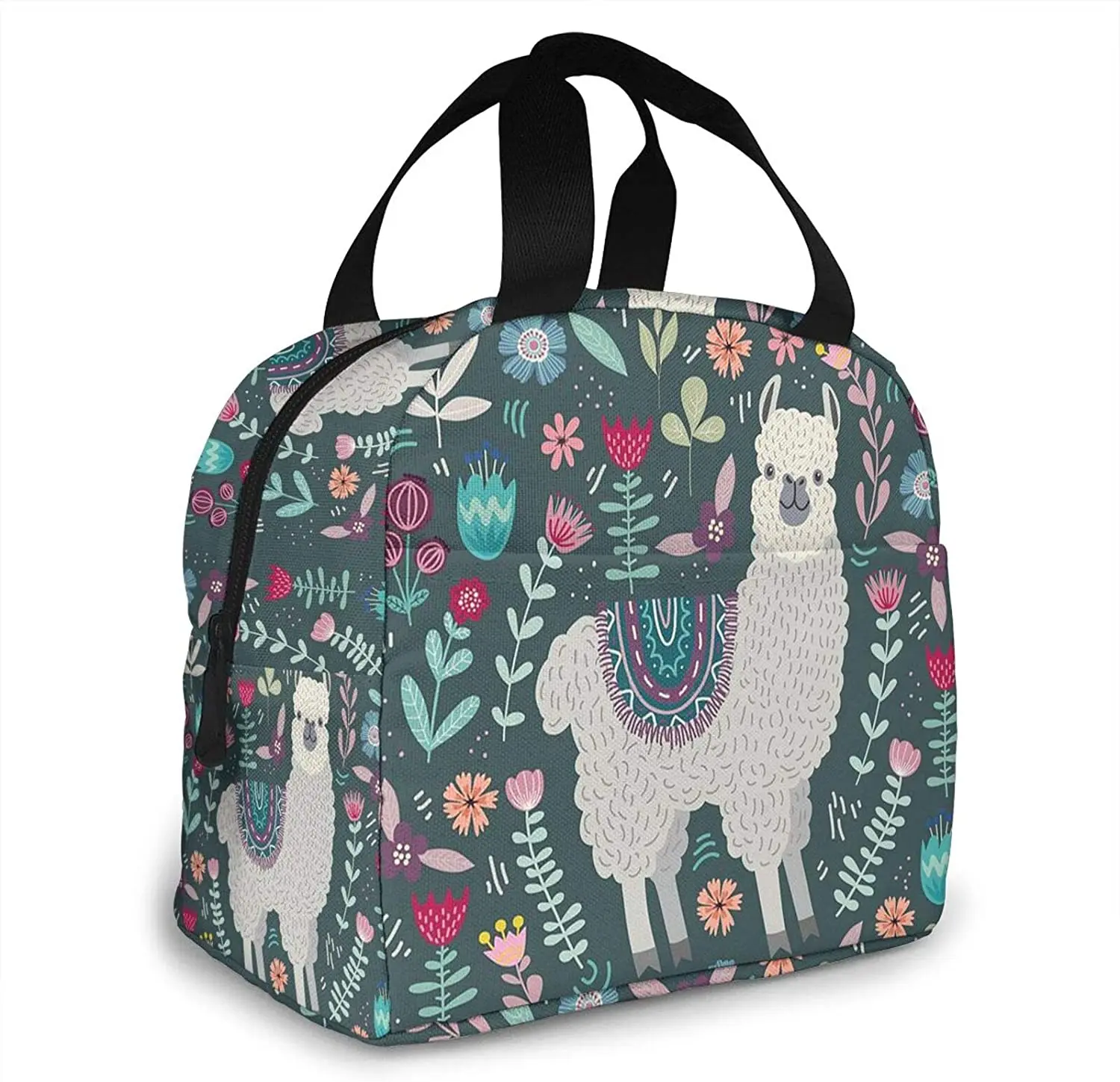 Floral Llama Lunch Bag for Women Insulated Lunch Box with Front Pocket for Work Reusable Cooler Tote Bag for Picnic Hiking Beach
Floral Llama Lunch Bag for Women Insulated Lunch Box with Front Pocket for Work Reusable Cooler Tote Bag for Picnic Hiking Beach