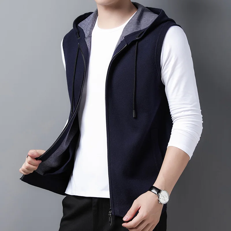 2023 Autumn New Men's Hooded Thicken Cardigan Vest Sweater Fashion Casual Wool Knit Sleeveless Jacket Male Brand Clothes
2023 Autumn New Men's Hooded Thicken Cardigan Vest Sweater Fashion Casual Wool Knit Sleeveless Jacket Male Brand Clothes