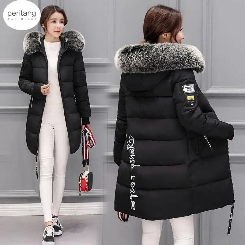 PERITANG Winter European American Women's Clothing Korean Style Cotton Coat with Large Faux Fur Collar Thickened Cotton Jacket
PERITANG Winter European American Women's Clothing Korean Style Cotton Coat with Large Faux Fur Collar Thickened Cotton Jacket