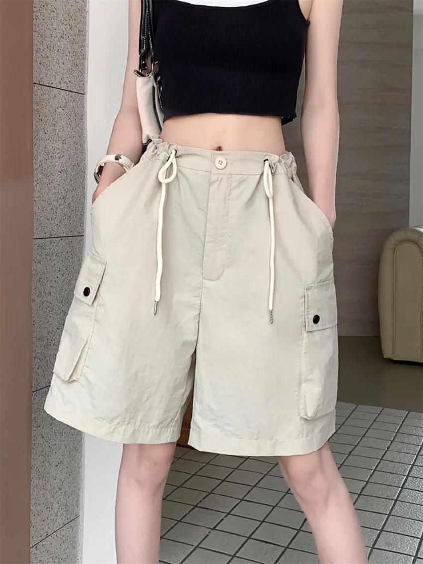 Шорты Alien Kitty Женские повседневные, свободные шикарные повседневные рабочие штаны, приталенные с завышенной талией и широкими штанинами, универсальные минималистичные, на раннюю осень 
Шорты Alien Kitty Женские повседневные, свободные шикарные повседневные рабочие штаны, приталенные с завышенной талией и широкими штанинами, универсальные минималистичные, на раннюю осень