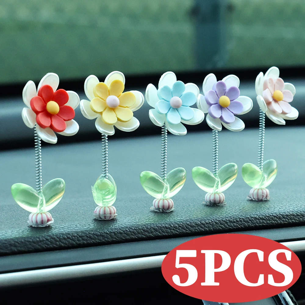 

Six-leaf Daisy Flower Car Center Console Spring Ornaments Auto Small Fresh Daisy Flower Decoration Automobile Dashboard Supplies