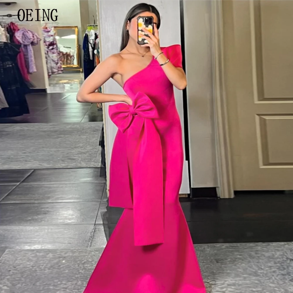 

OEING One Shoulder Homecoming Dress Bow Pretty Mermaid Evening Formal Dresses For Prom Floor Length Graceful Vestidos 2024