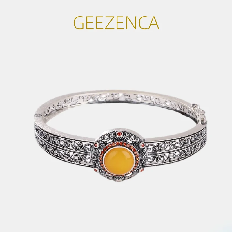 GEEZENCA 925 Sterling Silver Natural Amber Bangle For Women Hollow Craft Ethnic Vintage Court Luxurious Bracelet 2023 New Gift
GEEZENCA 925 Sterling Silver Natural Amber Bangle For Women Hollow Craft Ethnic Vintage Court Luxurious Bracelet 2023 New Gift