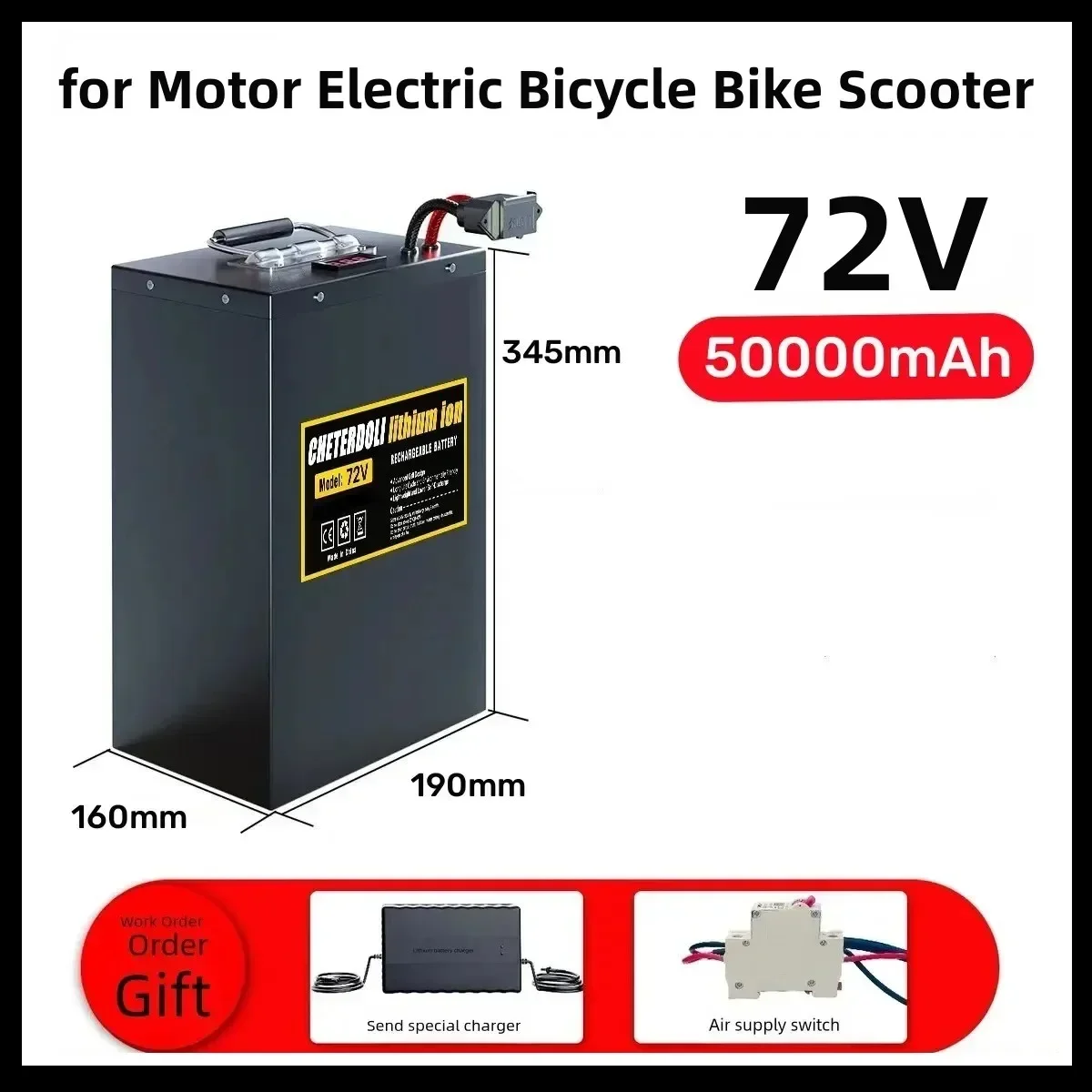 

Genuine 60V 72V Ebike Lithium Battery 20Ah 30Ah 40Ah 50Ah Li ion Battery for 2000W 3000W Motor Electric Bicycle Bike Scooter