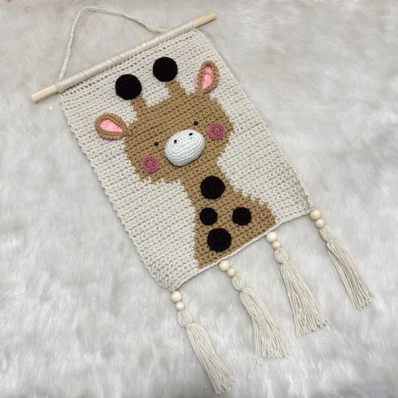Handmade Giraffe Wall Tapestry - Kids Room Hook Weaving Art 1 Sbb02f82a0c6f45148590c3d618f63a6eX