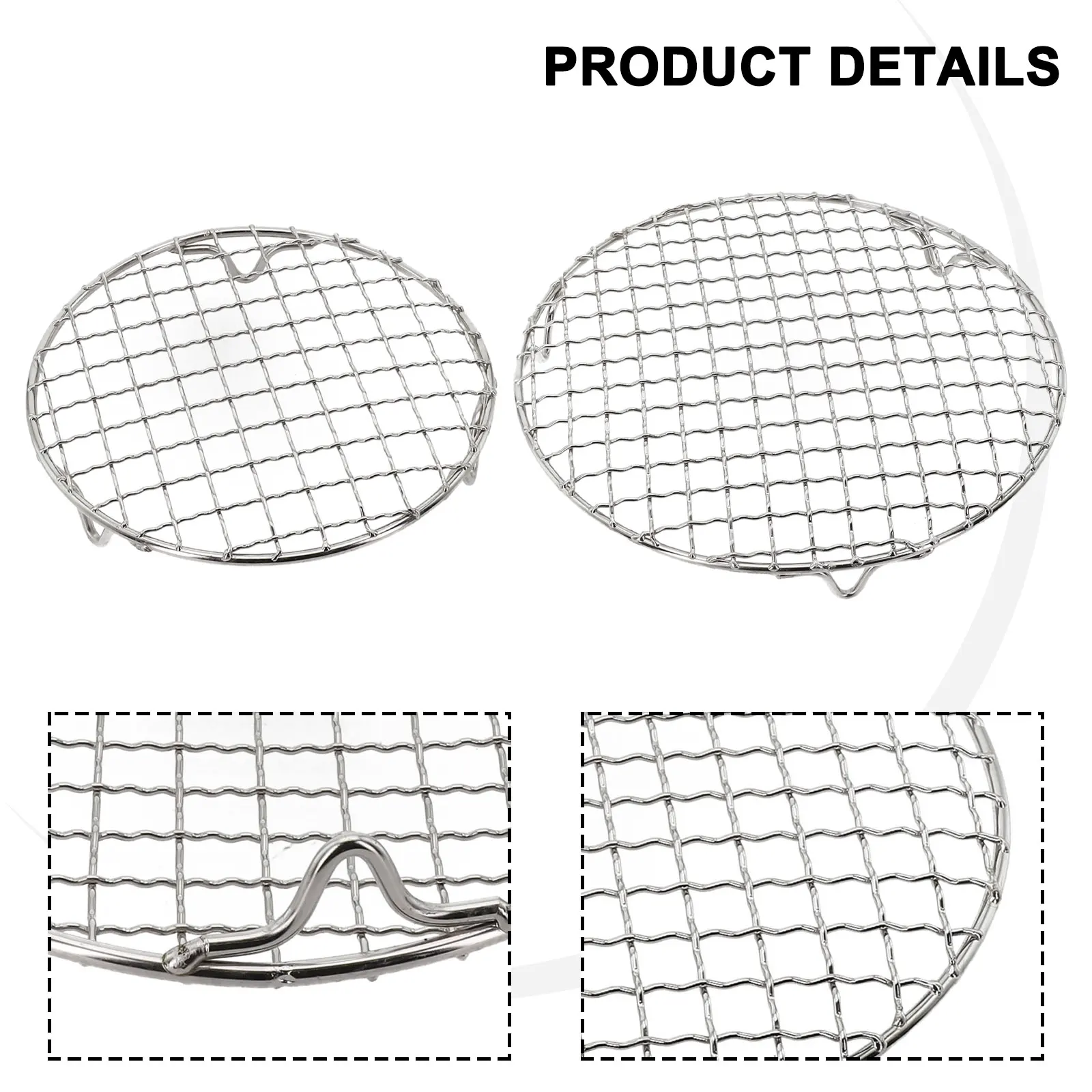 

1pc BBQ Grid Stainless Steel Round Grid Net Barbecue Net Baking Tray BBQ Grids With Legs 150g-300g Outdoor Camping Supplies