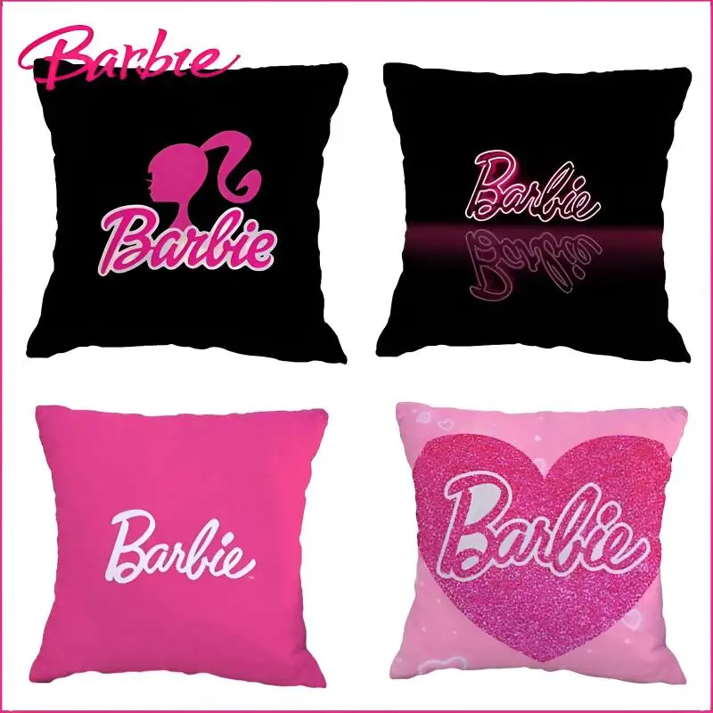 

Miniso Barbie Pillow Cartoon Anime Bedroom Living Room Sofa Pillows Kawaii Detachable and Washable Car Cushion Household Items