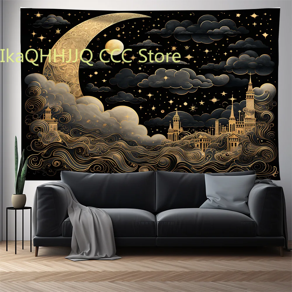 

Tapestry Moon Starry Sky Series Background Hanging Cloth Ins Nordic Living Room Decoration Bedroom Bedside Decorative Tapestries