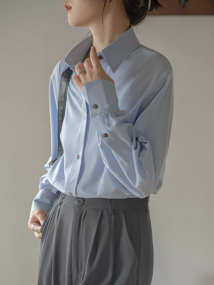 Women Shirts Button narrow cuffs Long Sleeve Blouse Solid Color Button Casual Lapel collar Elegant Office Tops Korea Style
Women Shirts Button narrow cuffs Long Sleeve Blouse Solid Color Button Casual Lapel collar Elegant Office Tops Korea Style