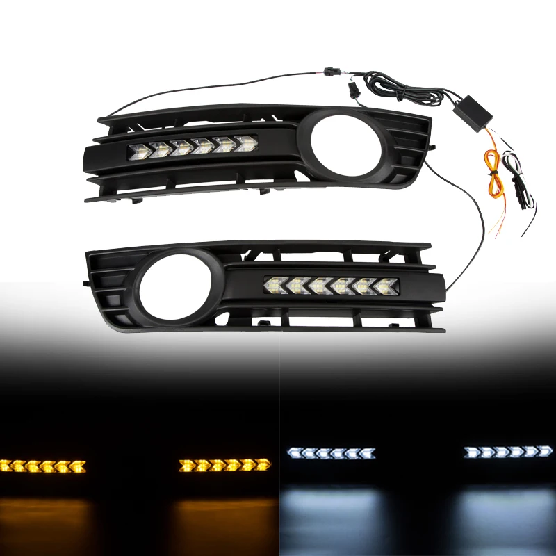 Car Front Bumper Fog Light Mesh Grille Cover With Flowing Turn Signal Lamp DRL Running Light Grills For Audi A4 B6 2001-2005
Car Front Bumper Fog Light Mesh Grille Cover With Flowing Turn Signal Lamp DRL Running Light Grills For Audi A4 B6 2001-2005